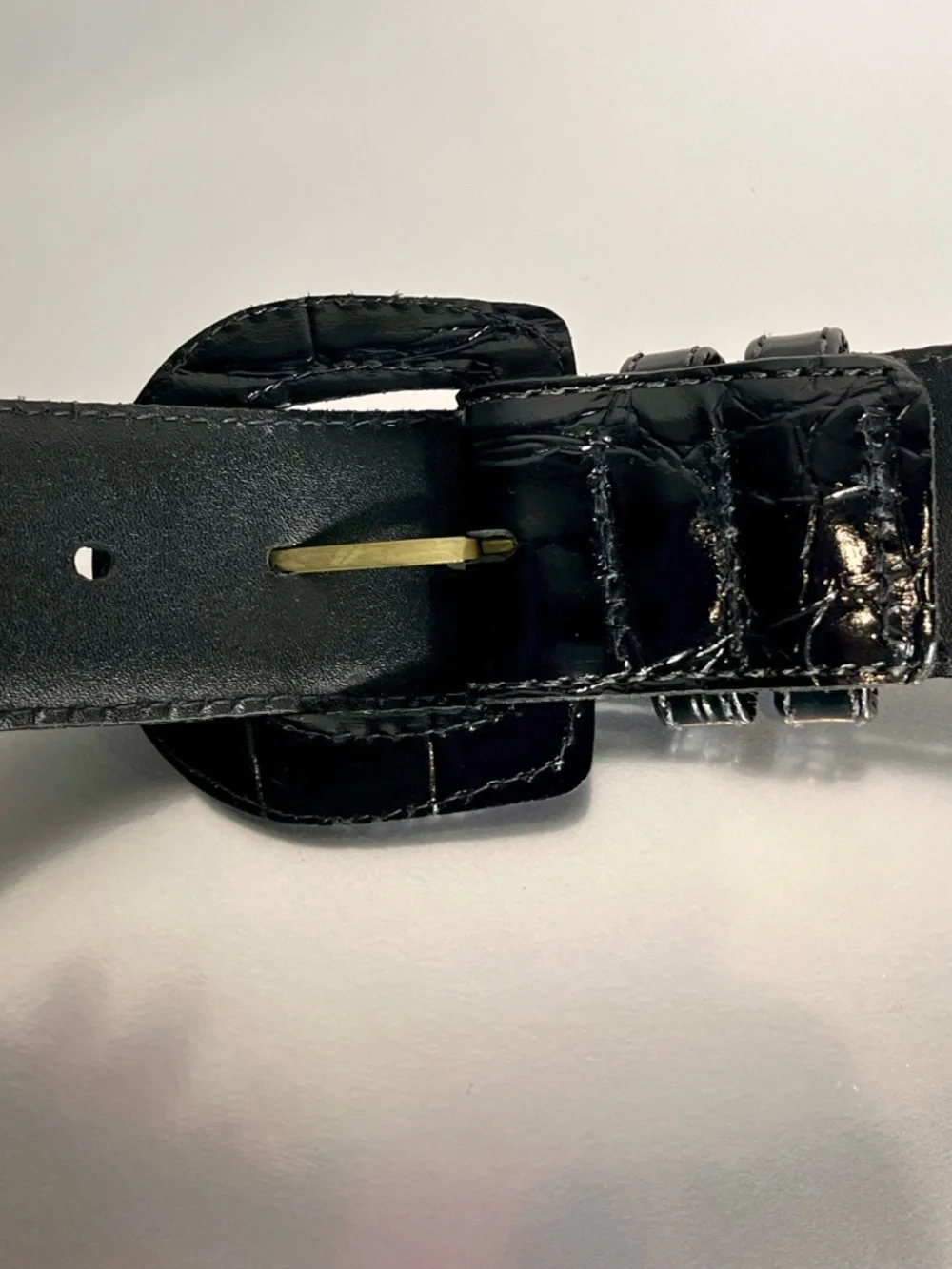 Nordstrom Black Alligator Grain Leather Belt Women’s L 32 Vintage Pristine